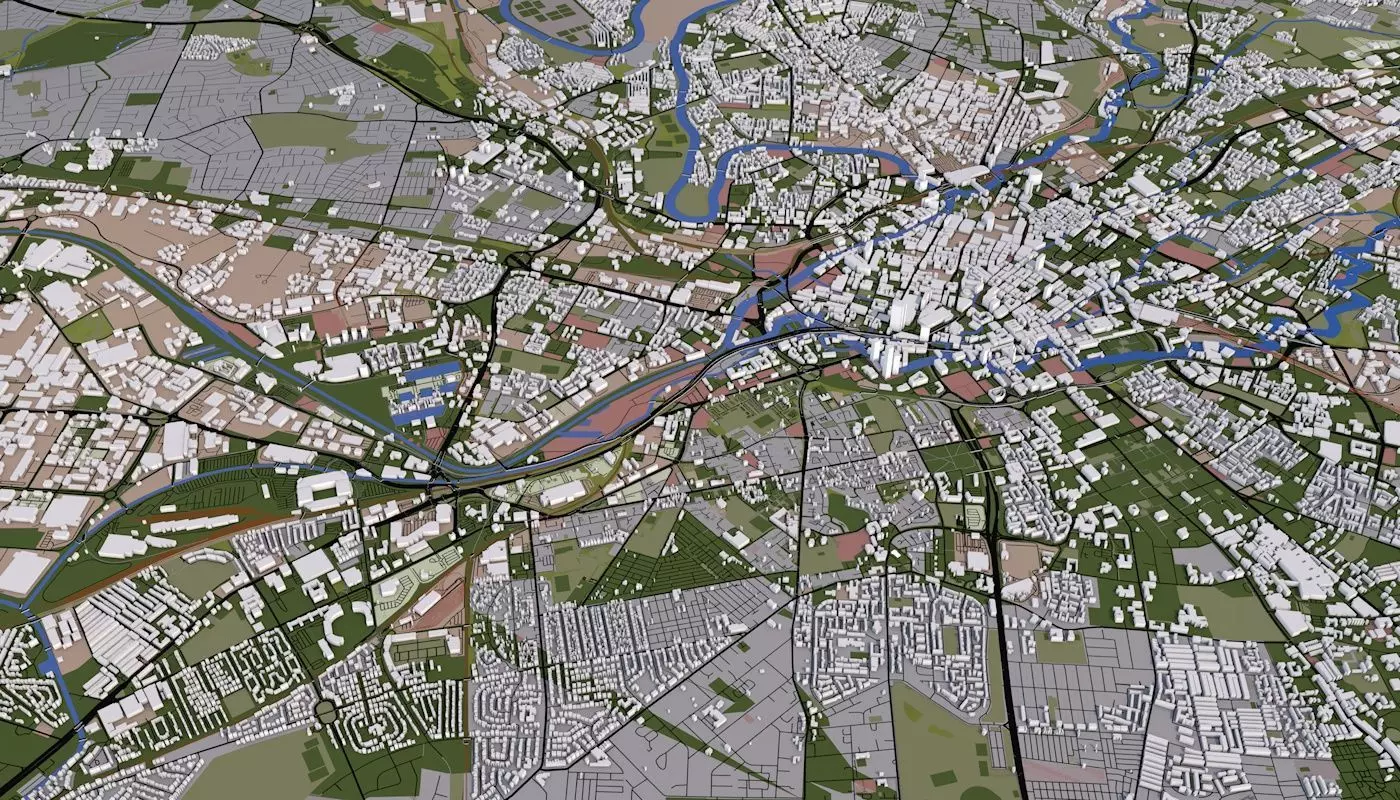 Manchester City UK Low-poly 3D model_0