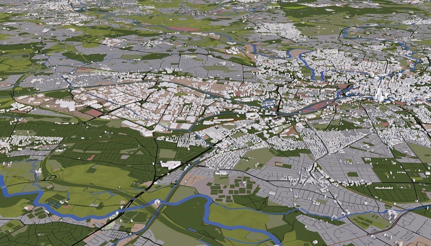 Manchester City UK Low-poly 3D model_7