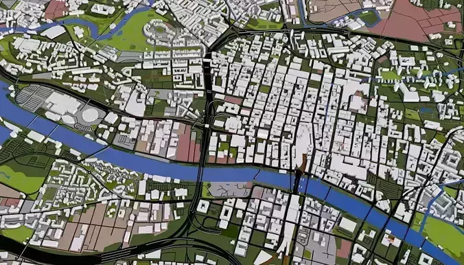 Glasgow City UK Low-poly 3D model