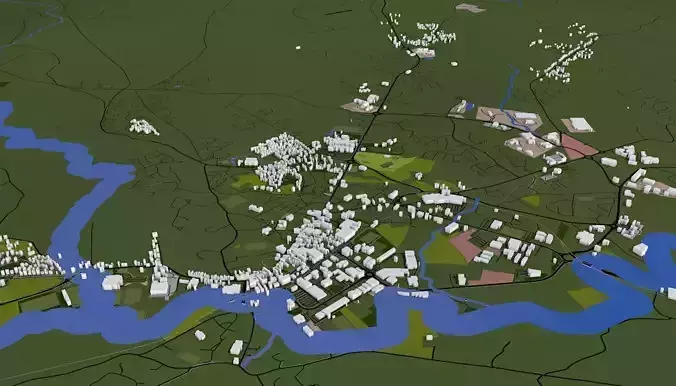 Derry Londonderry City of Ireland Low-poly 3D model