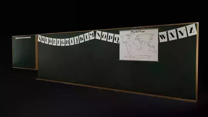 School Blackboard Set Low-poly 3D model