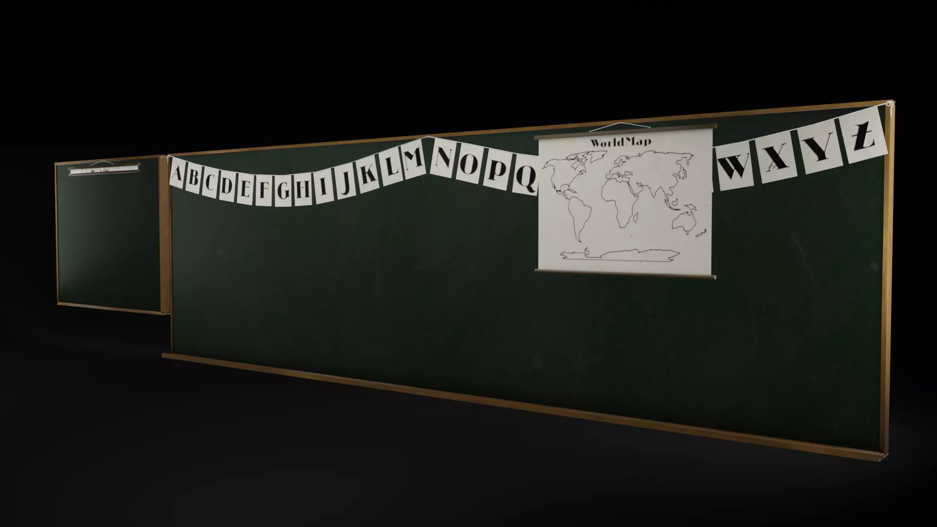 School Blackboard Set Low-poly 3D model_0