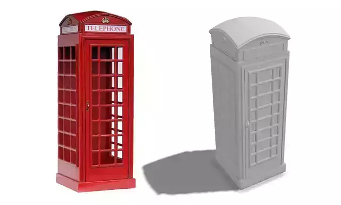Red Telephone Booth  I  PBR Model