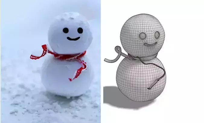 Winter Snow Man  I  PBR Model