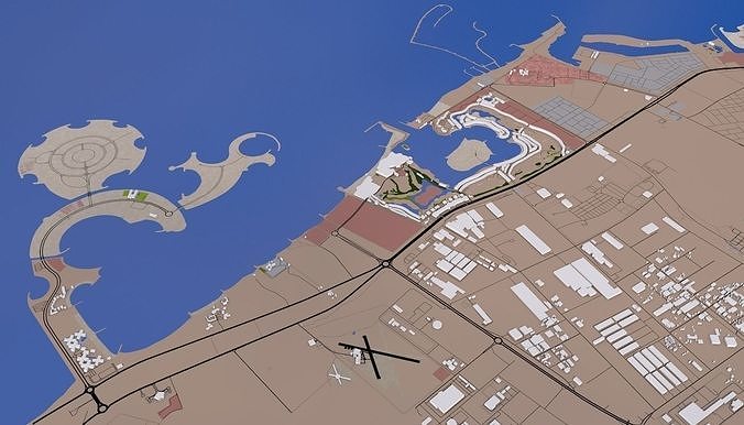 Ras al Khaimah City UAE Low-poly 3D model