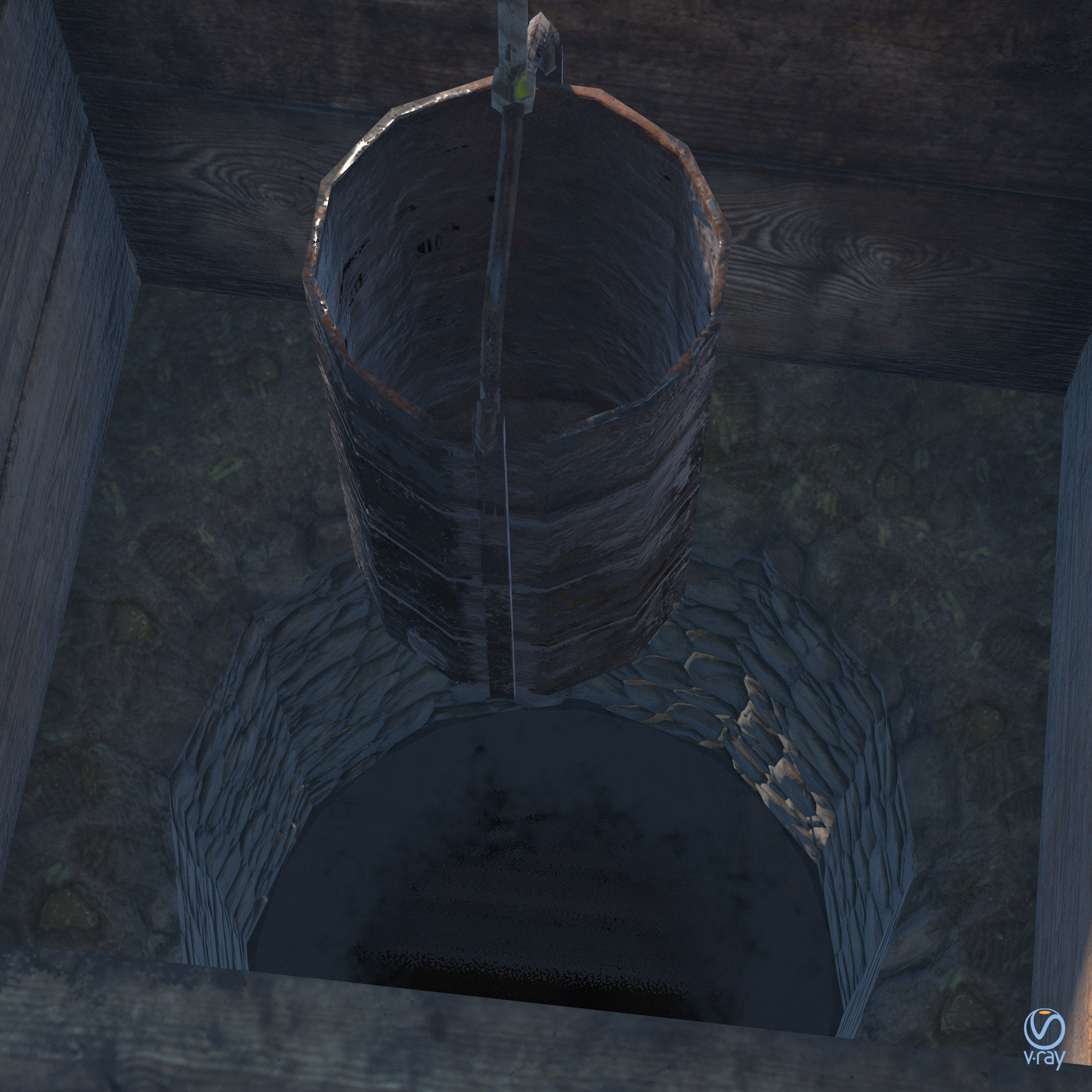 Well - Slav Architecture Low-poly 3D model_4