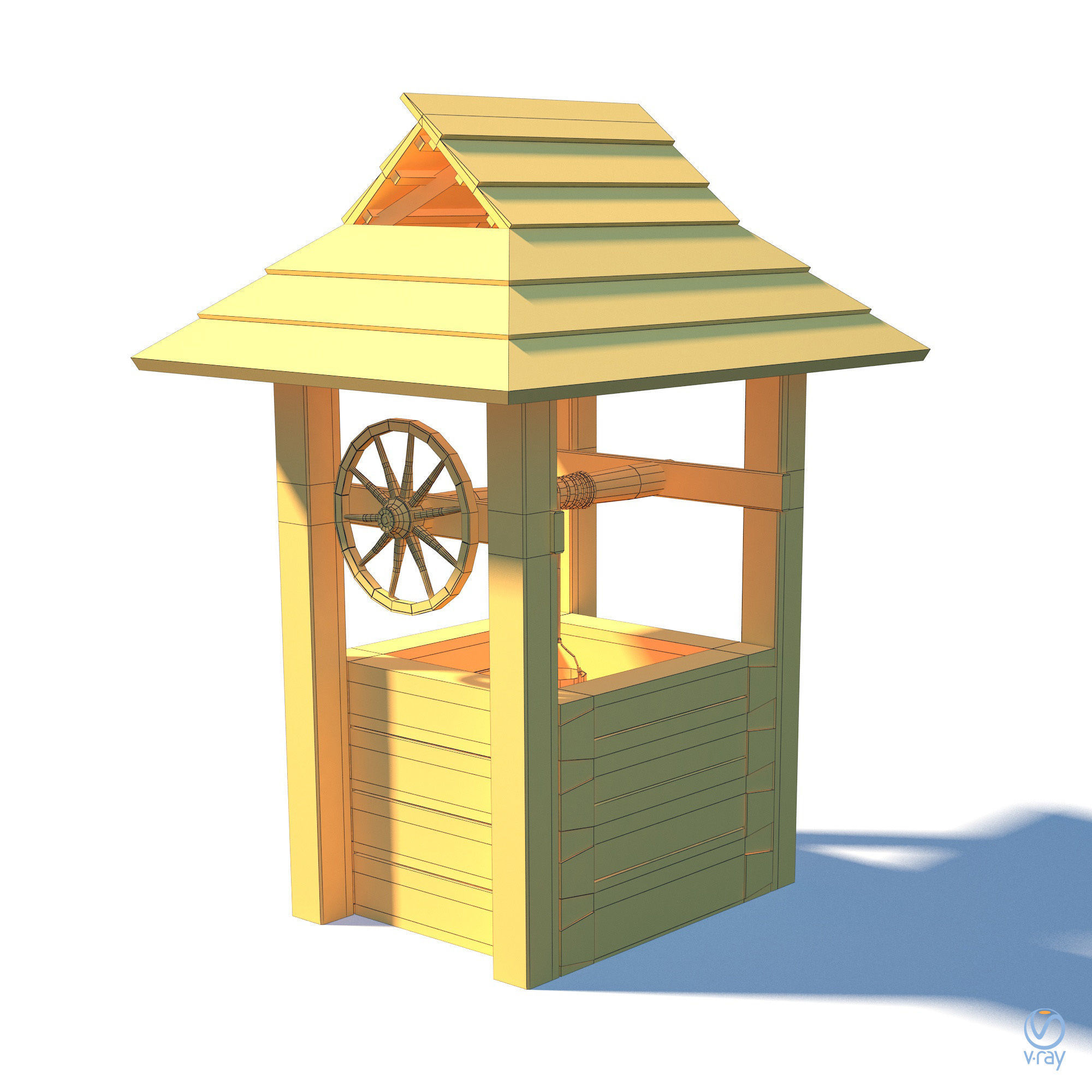 Well - Slav Architecture Low-poly 3D model_5