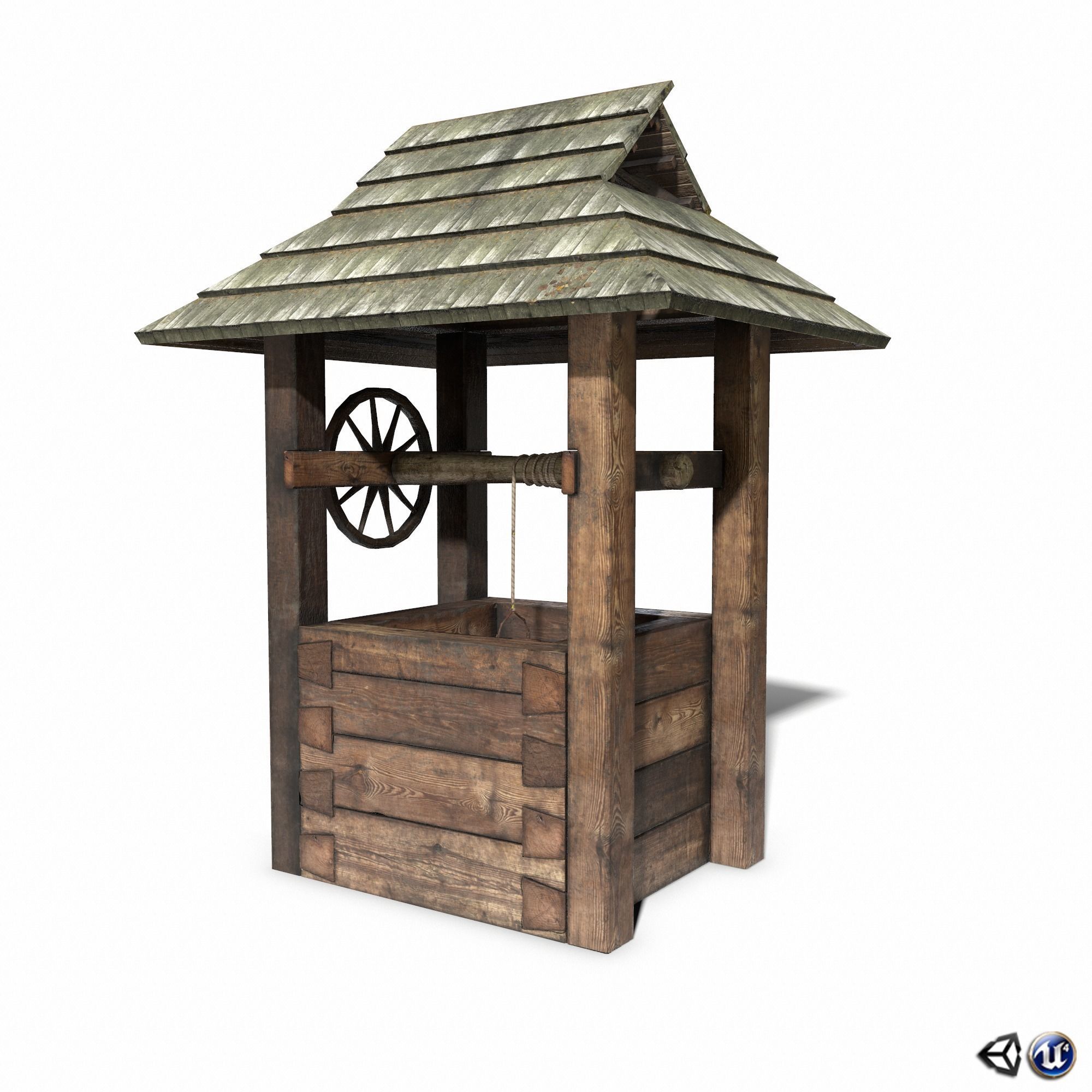 Well - Slav Architecture Low-poly 3D model_6