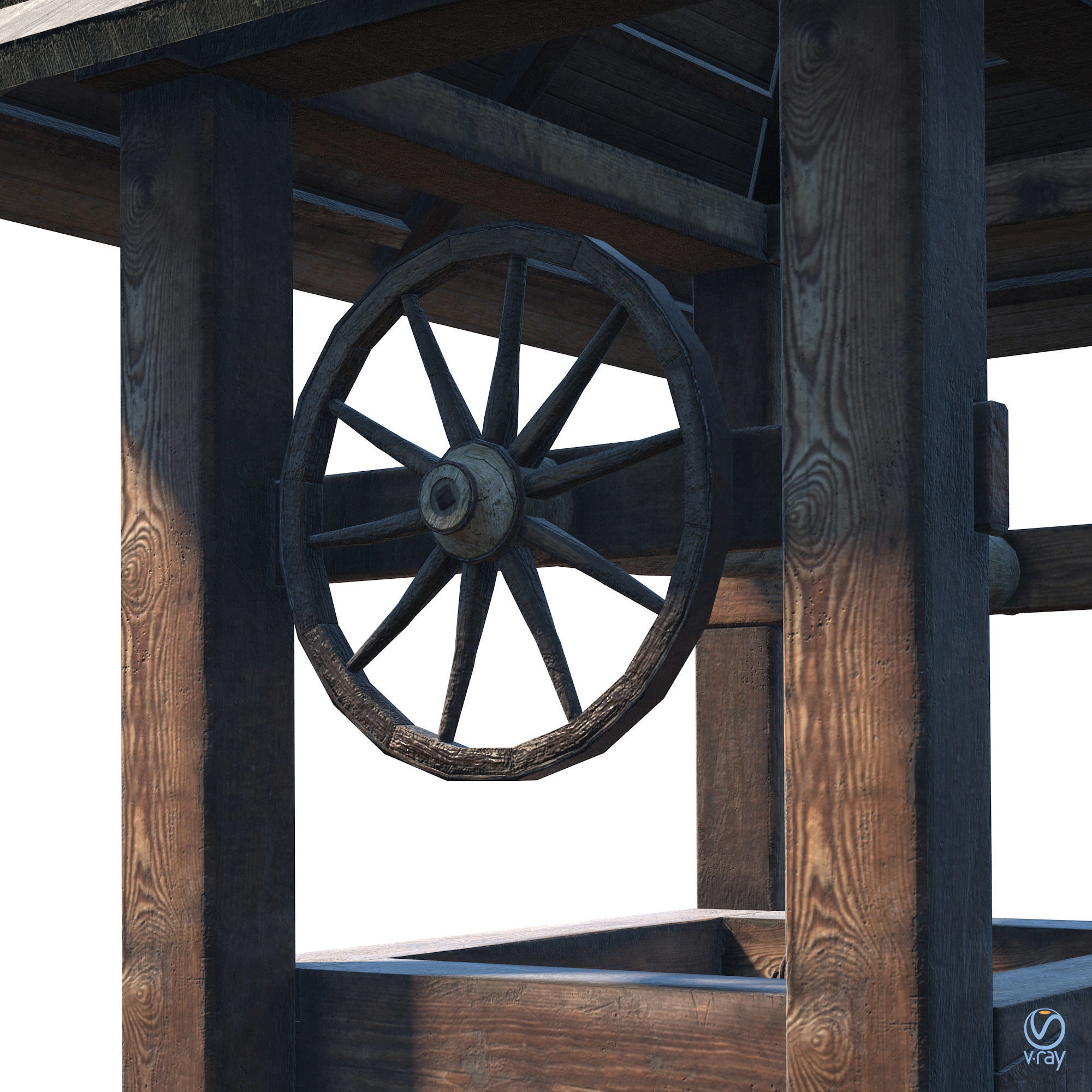 Well - Slav Architecture Low-poly 3D model_3