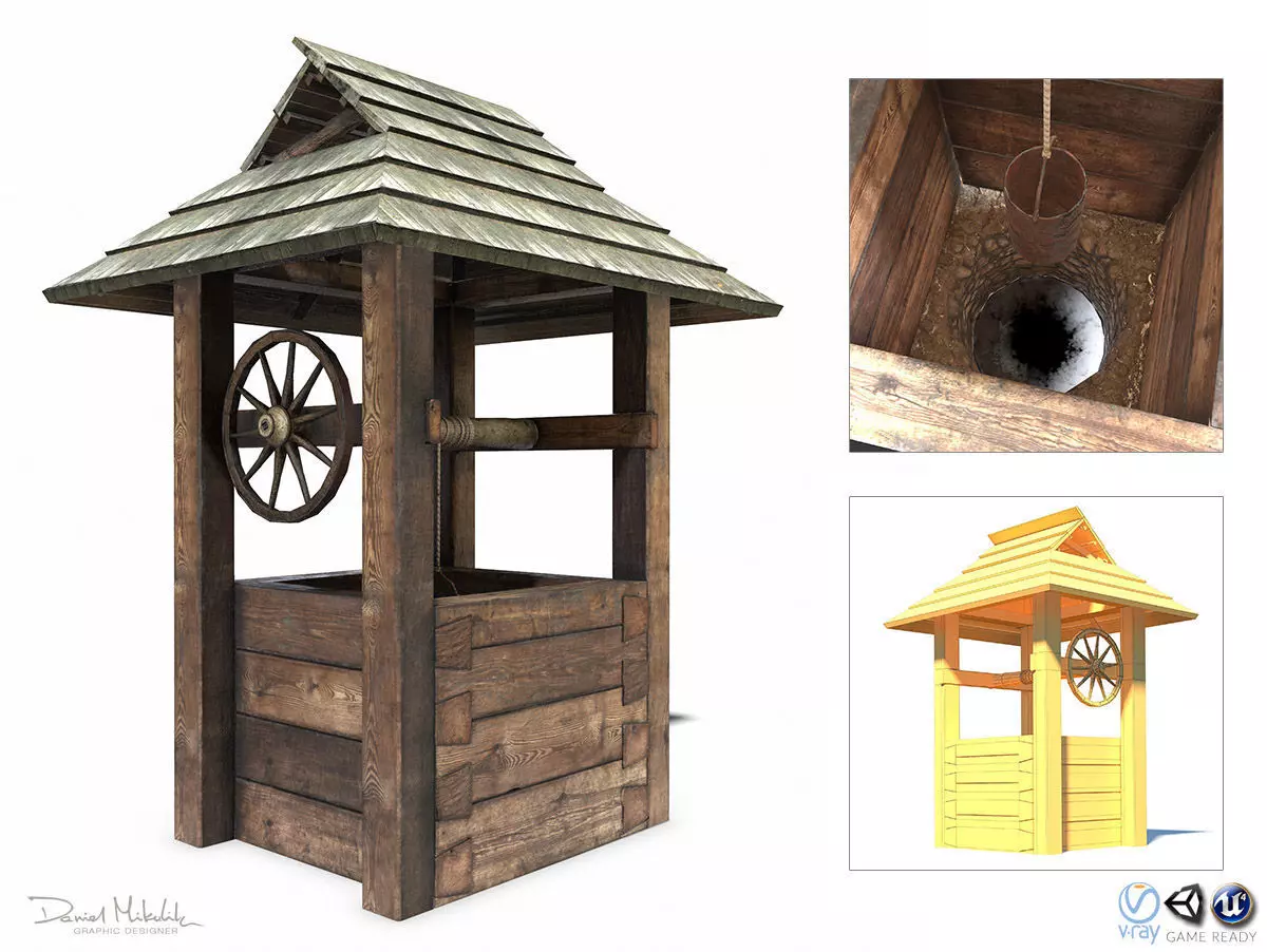 Well - Slav Architecture Low-poly 3D model_0