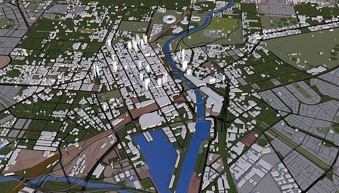 Melbourne City Australia Low-poly 3D model