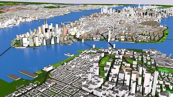 New York City Lower Manhattan September 2020 3d model Low-poly 3D model
