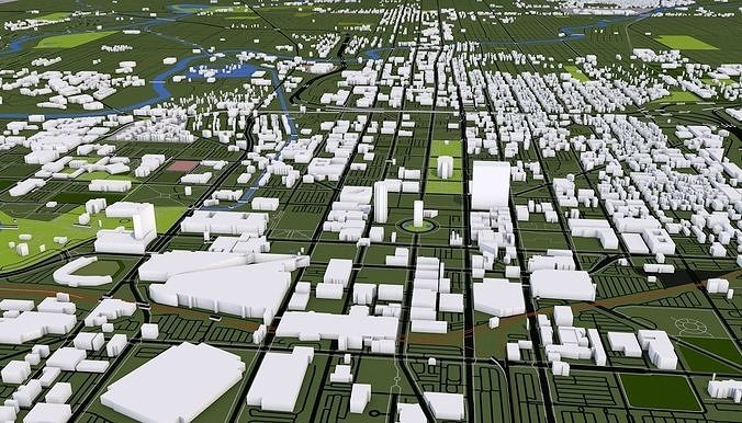 Indianapolis City USA Low-poly 3D model