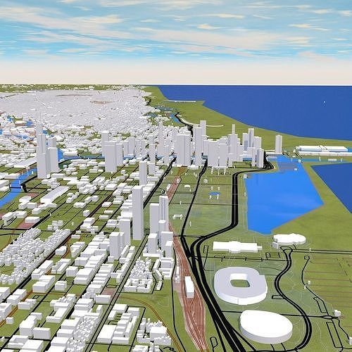 Chicago City USA Low-poly 3D model