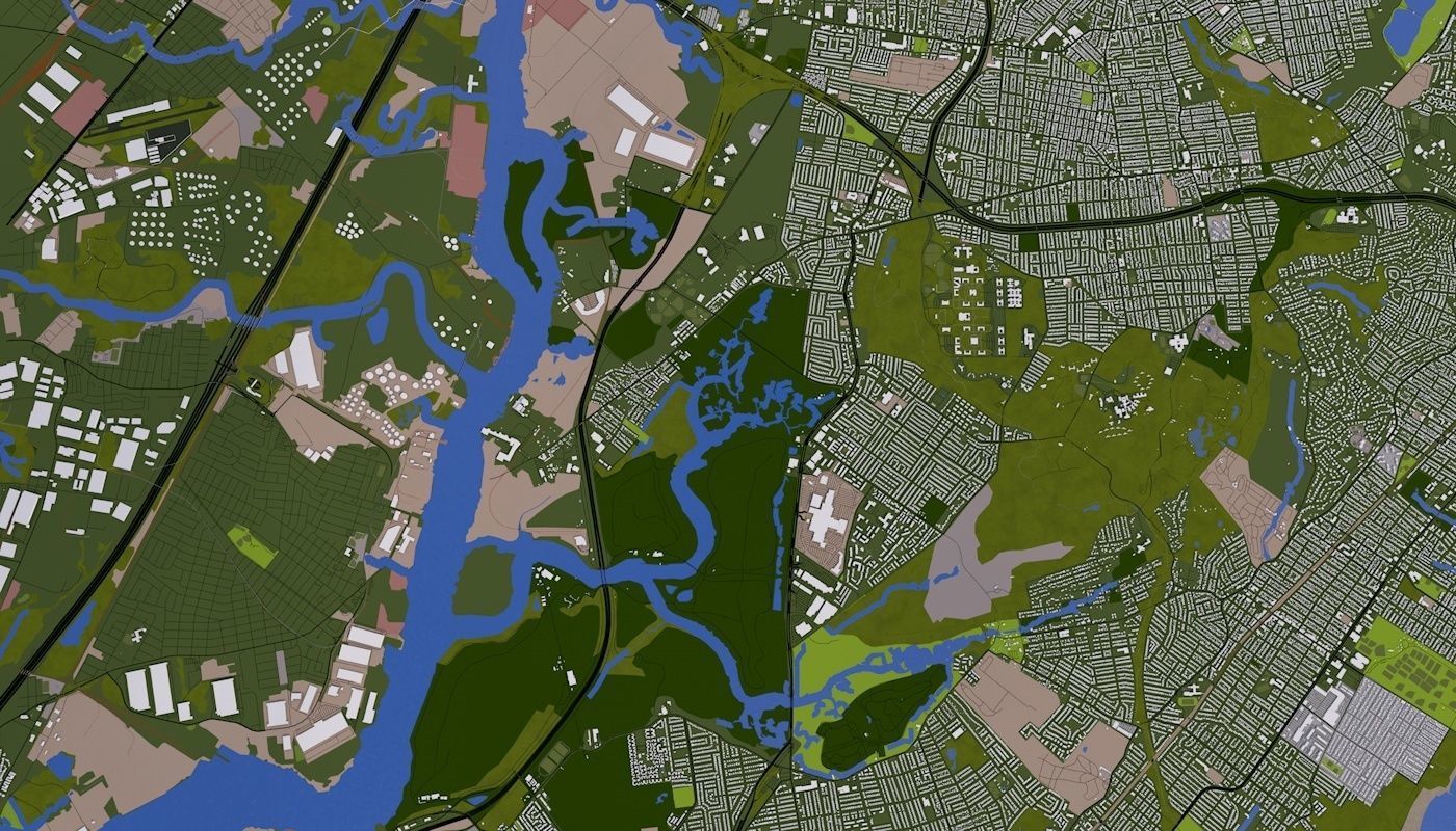 Staten Island NY USA Low-poly 3D model_1