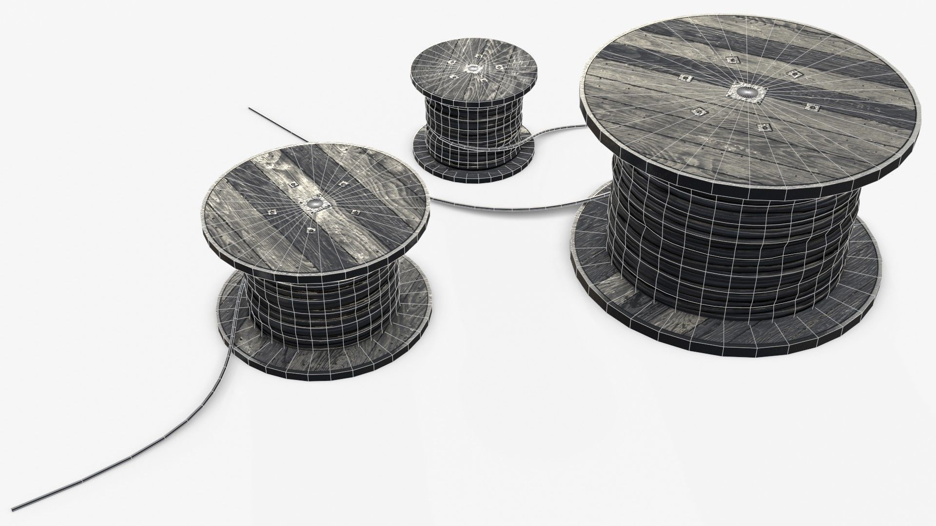 Cable Reels Low-poly 3D model_14