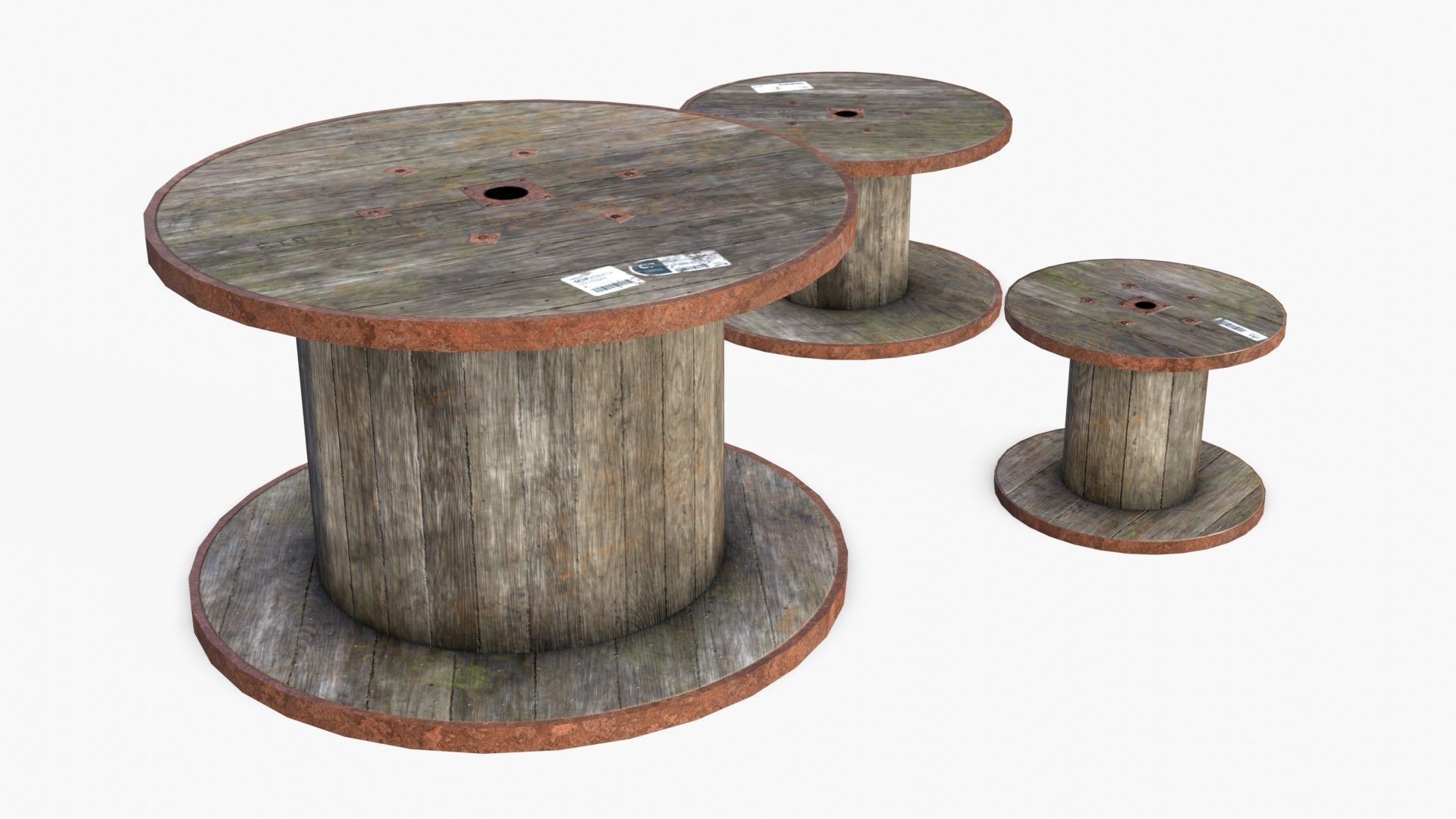 Cable Reels Low-poly 3D model_7