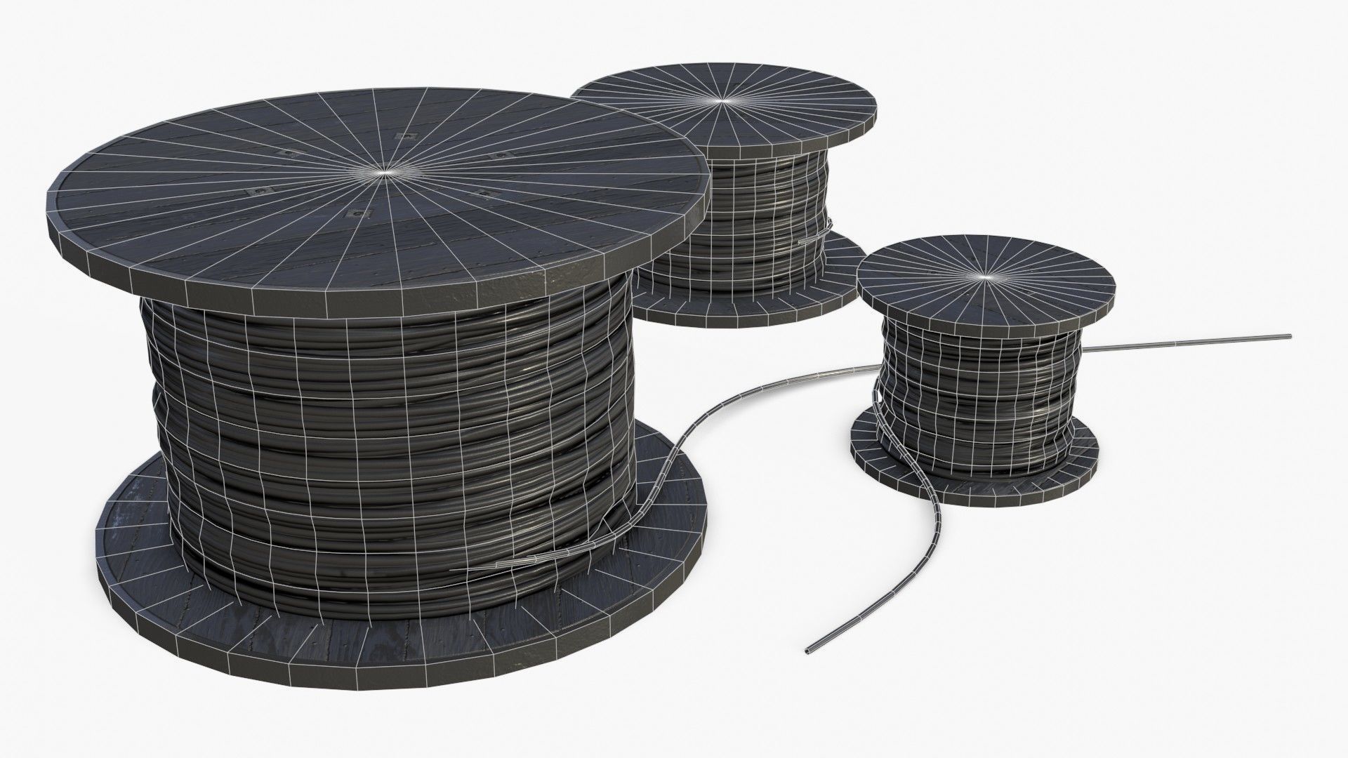Cable Reels Low-poly 3D model_12