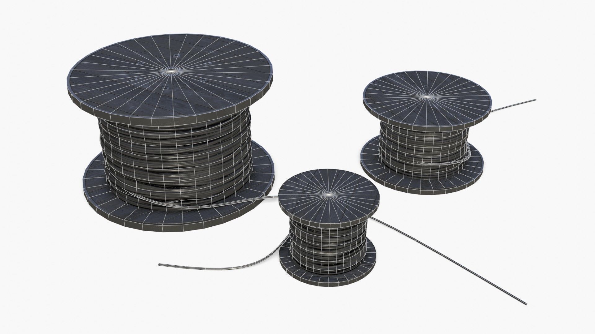 Cable Reels Low-poly 3D model_11