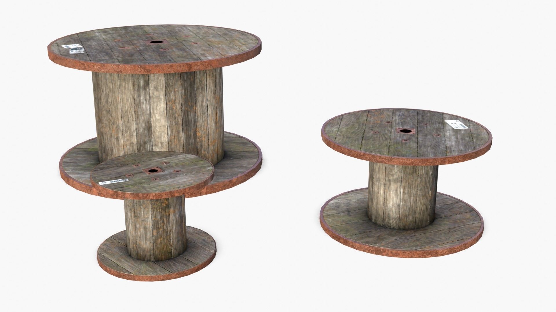 Cable Reels Low-poly 3D model_10