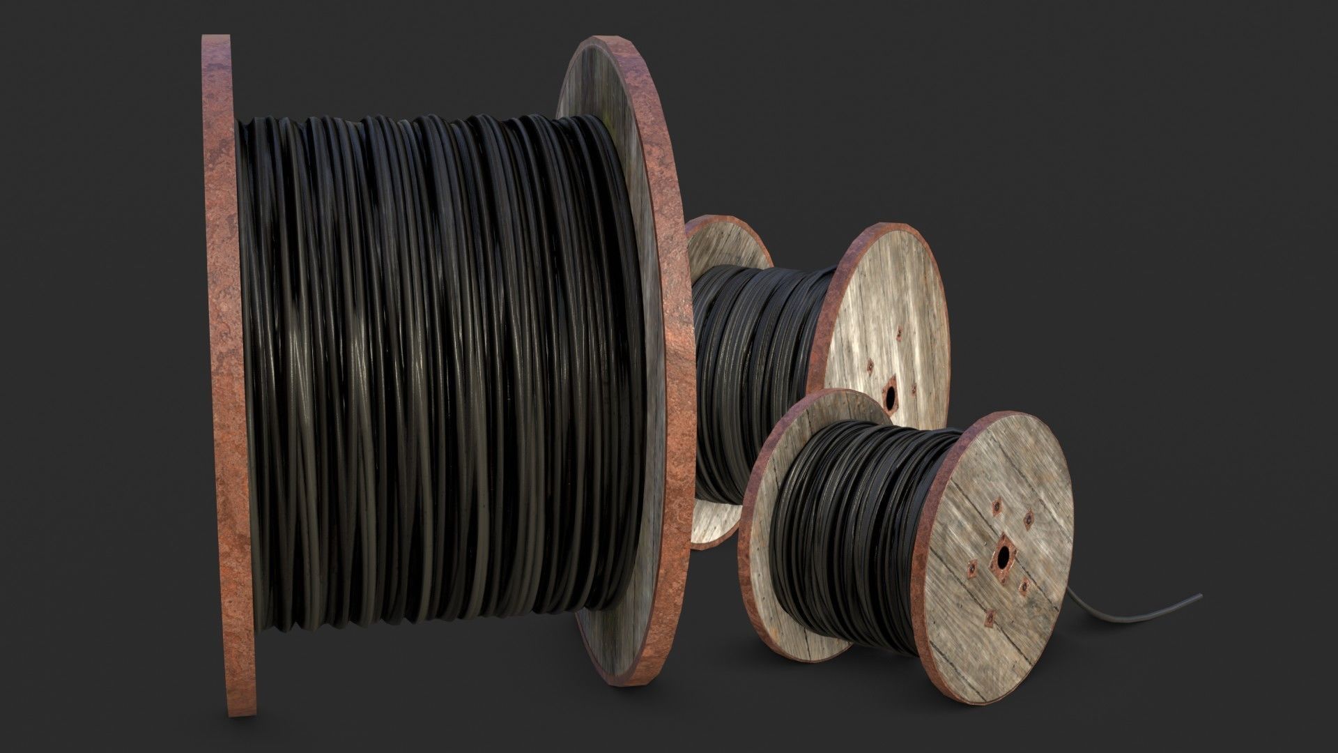 Cable Reels Low-poly 3D model_23