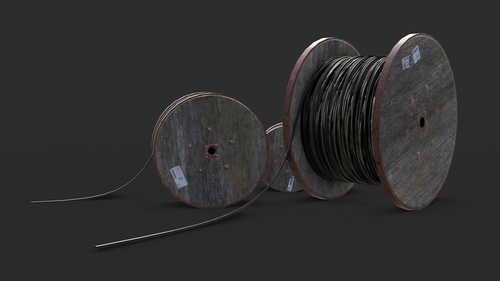 Cable Reels Low-poly 3D model_22