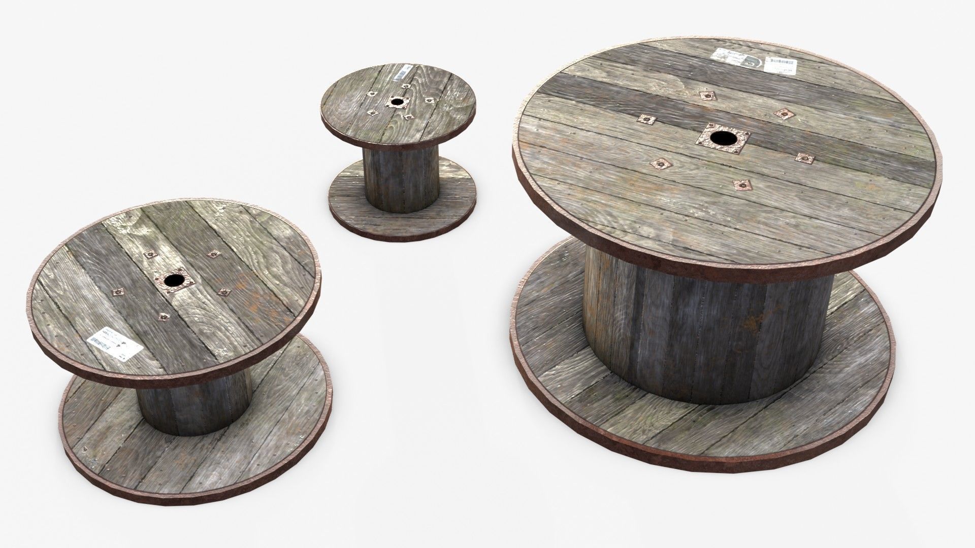 Cable Reels Low-poly 3D model_9