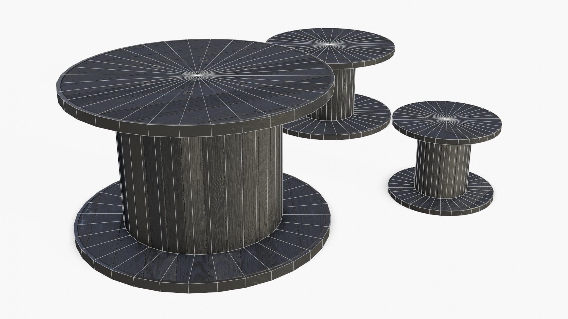 Cable Reels Low-poly 3D model_17