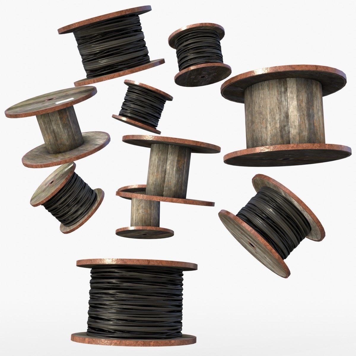 Cable Reels Low-poly 3D model_27