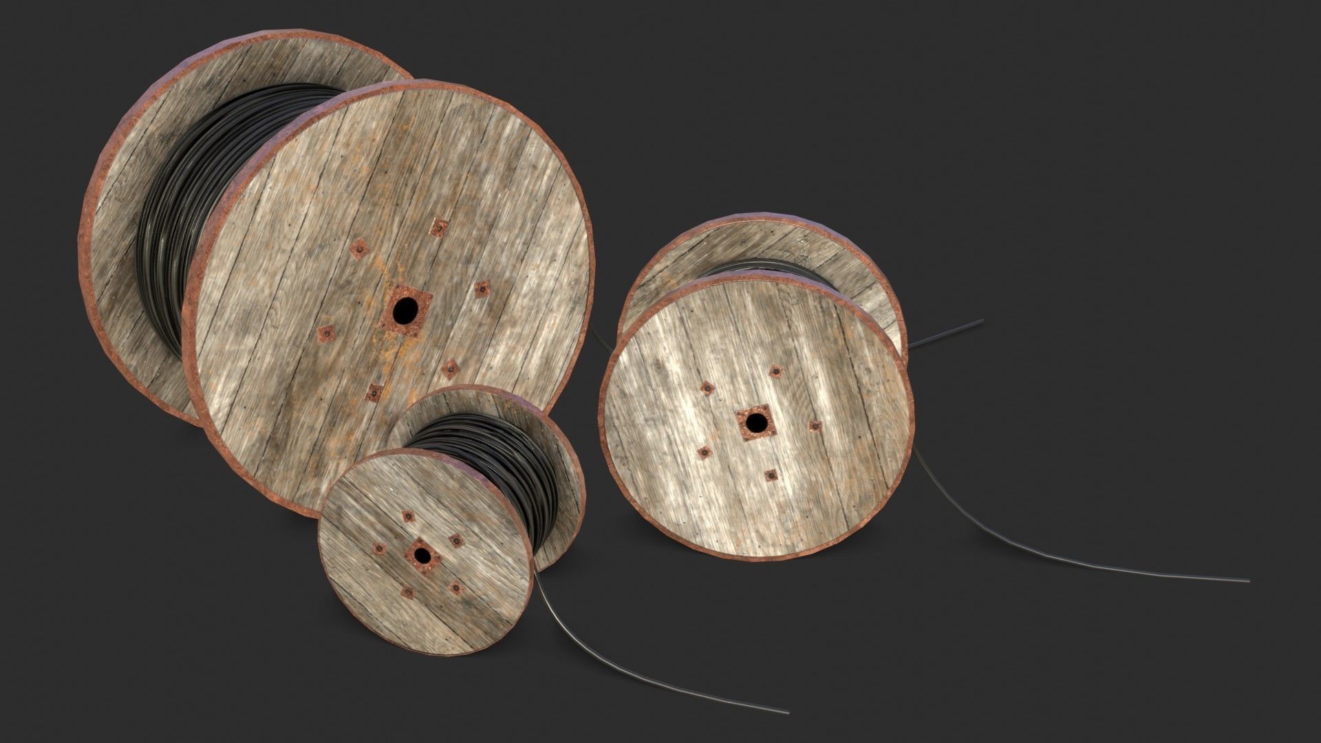 Cable Reels Low-poly 3D model_21