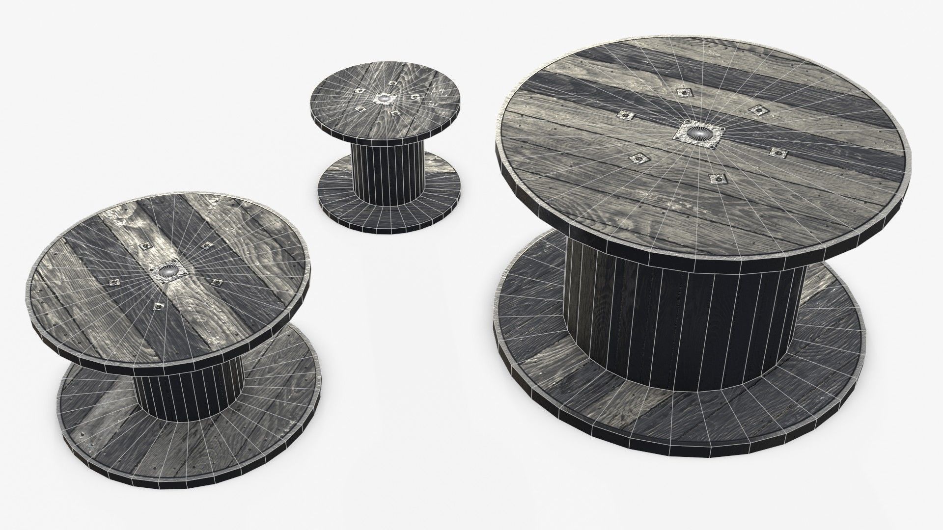 Cable Reels Low-poly 3D model_20