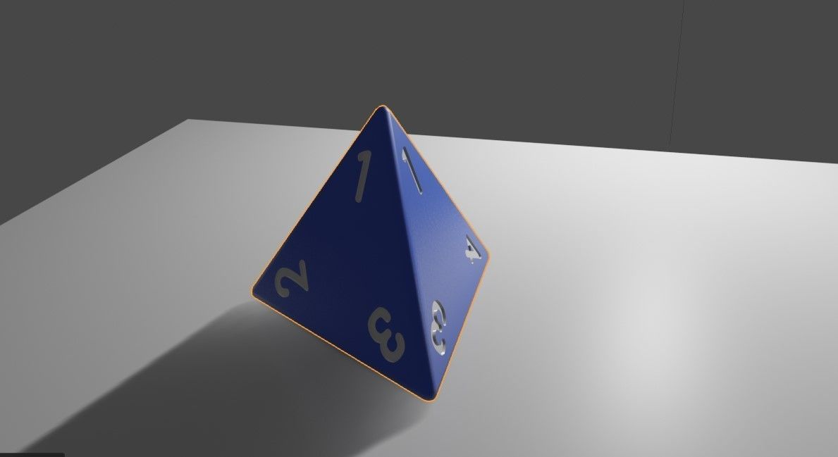 Dice Four Sides RPG - 2 models - Dado 4 lados Low-poly 3D model_10