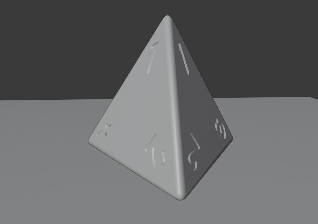 Dice Four Sides RPG - 2 models - Dado 4 lados Low-poly 3D model_13