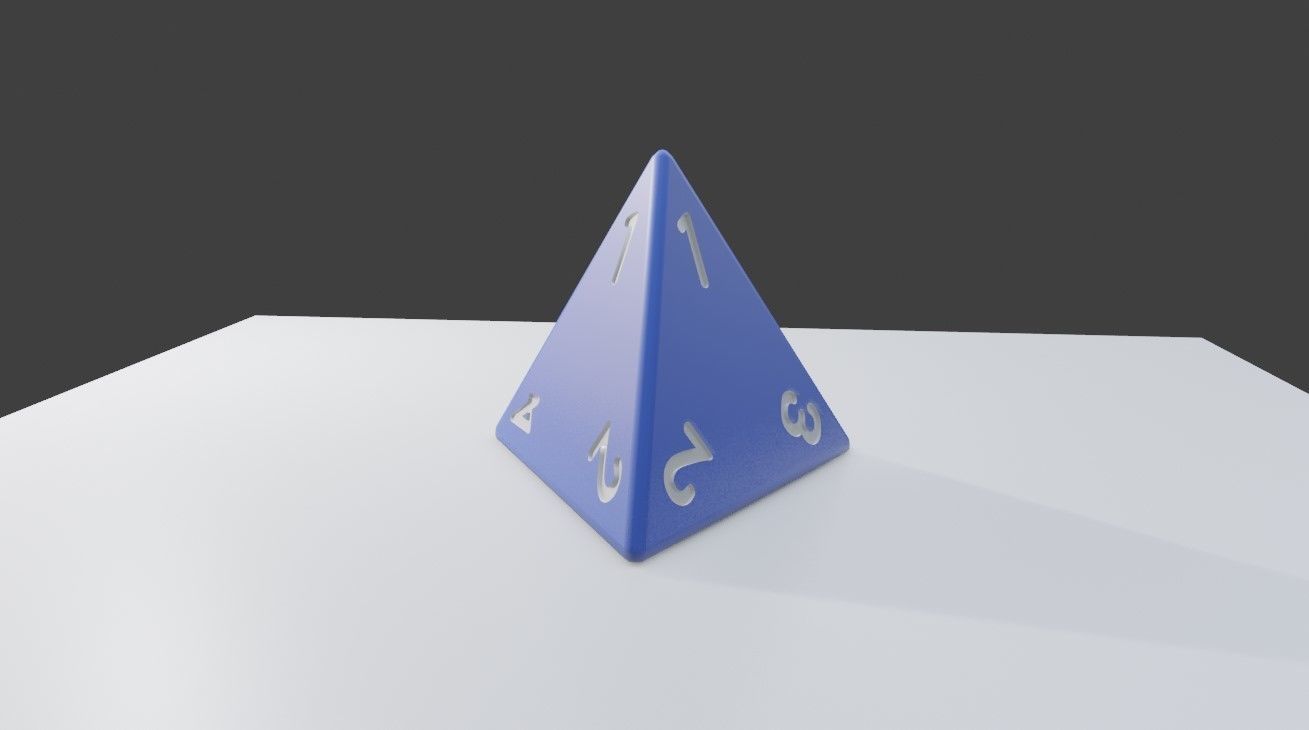 Dice Four Sides RPG - 2 models - Dado 4 lados Low-poly 3D model_6