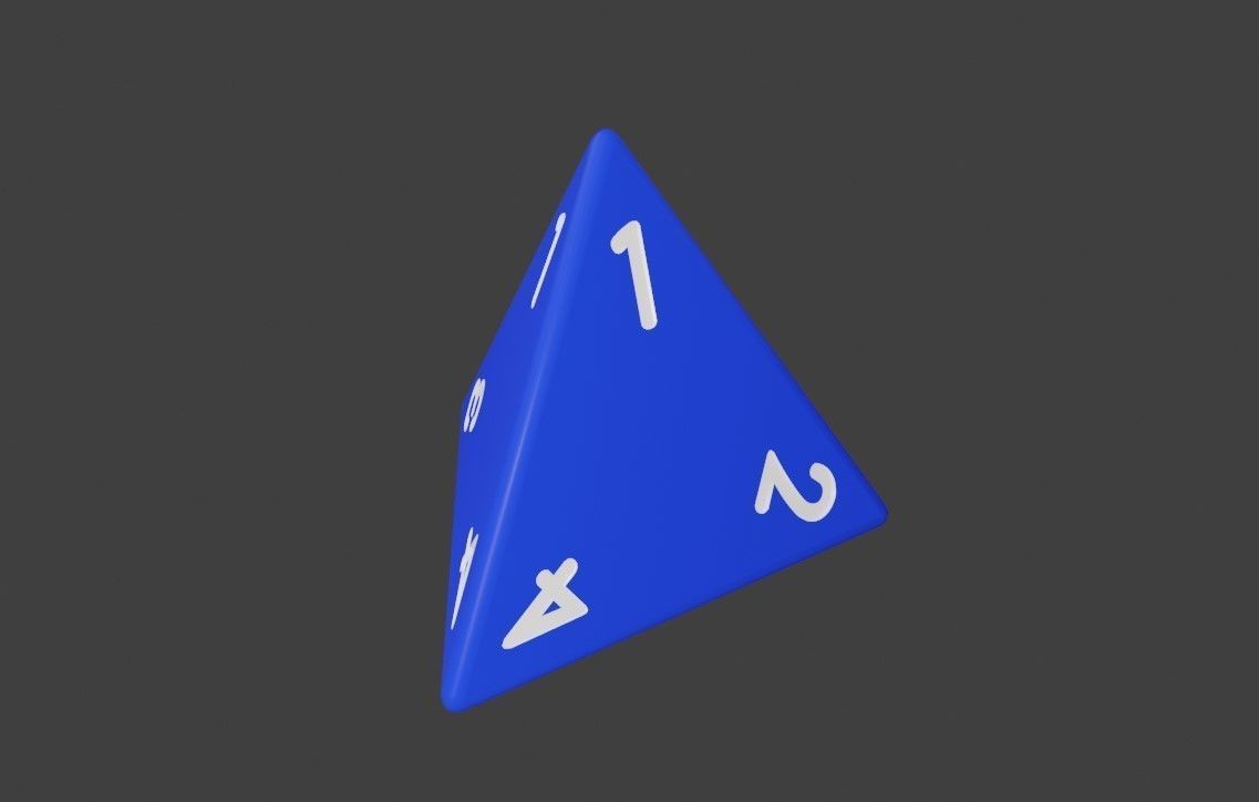 Dice Four Sides RPG - 2 models - Dado 4 lados Low-poly 3D model_12