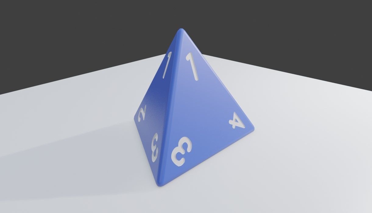 Dice Four Sides RPG - 2 models - Dado 4 lados Low-poly 3D model_7