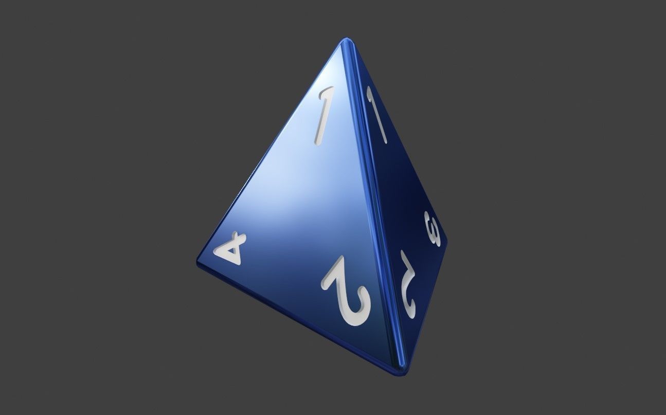 Dice Four Sides RPG - 2 models - Dado 4 lados Low-poly 3D model_3