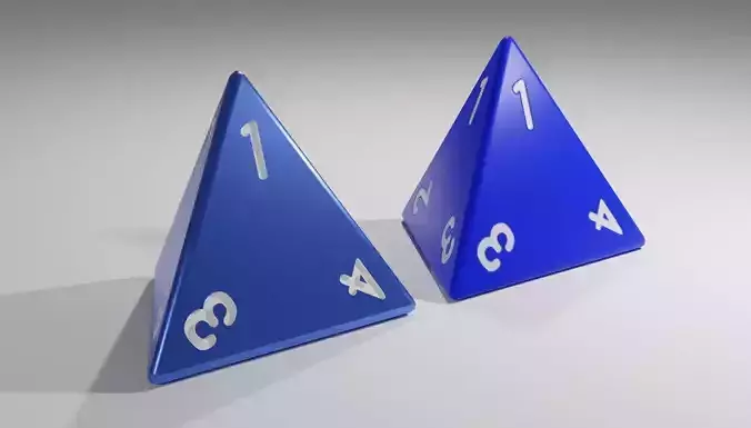 Dice Four Sides RPG - 2 models - Dado 4 lados Low-poly 3D model