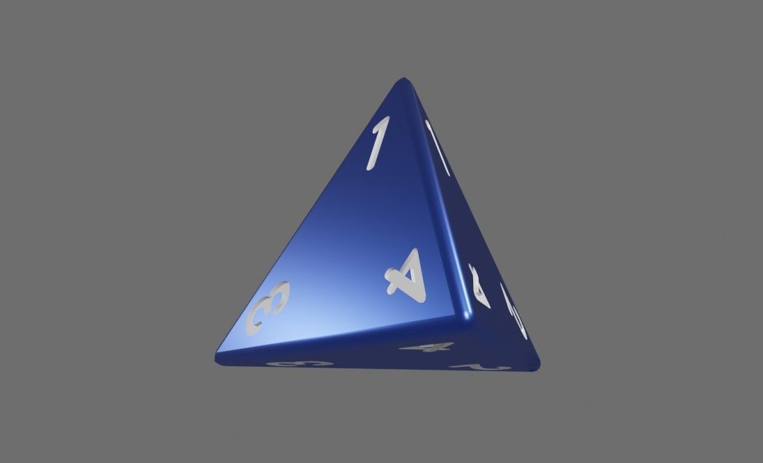 Dice Four Sides RPG - 2 models - Dado 4 lados Low-poly 3D model_4