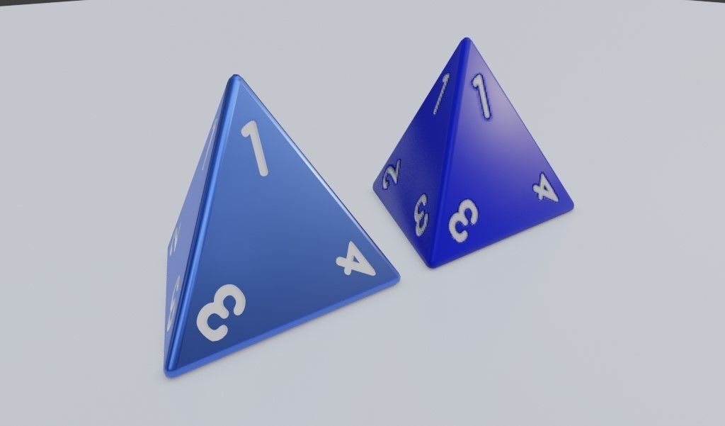 Dice Four Sides RPG - 2 models - Dado 4 lados Low-poly 3D model_2