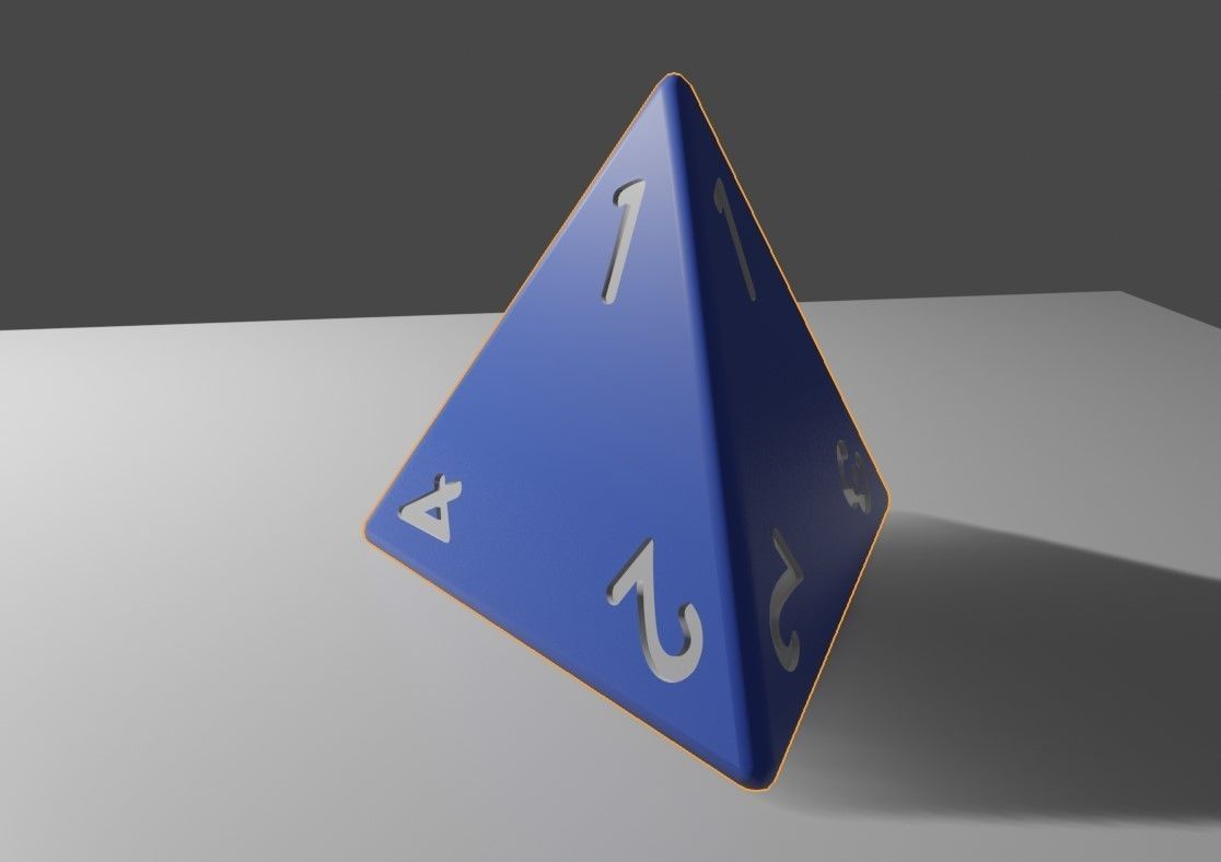 Dice Four Sides RPG - 2 models - Dado 4 lados Low-poly 3D model_8