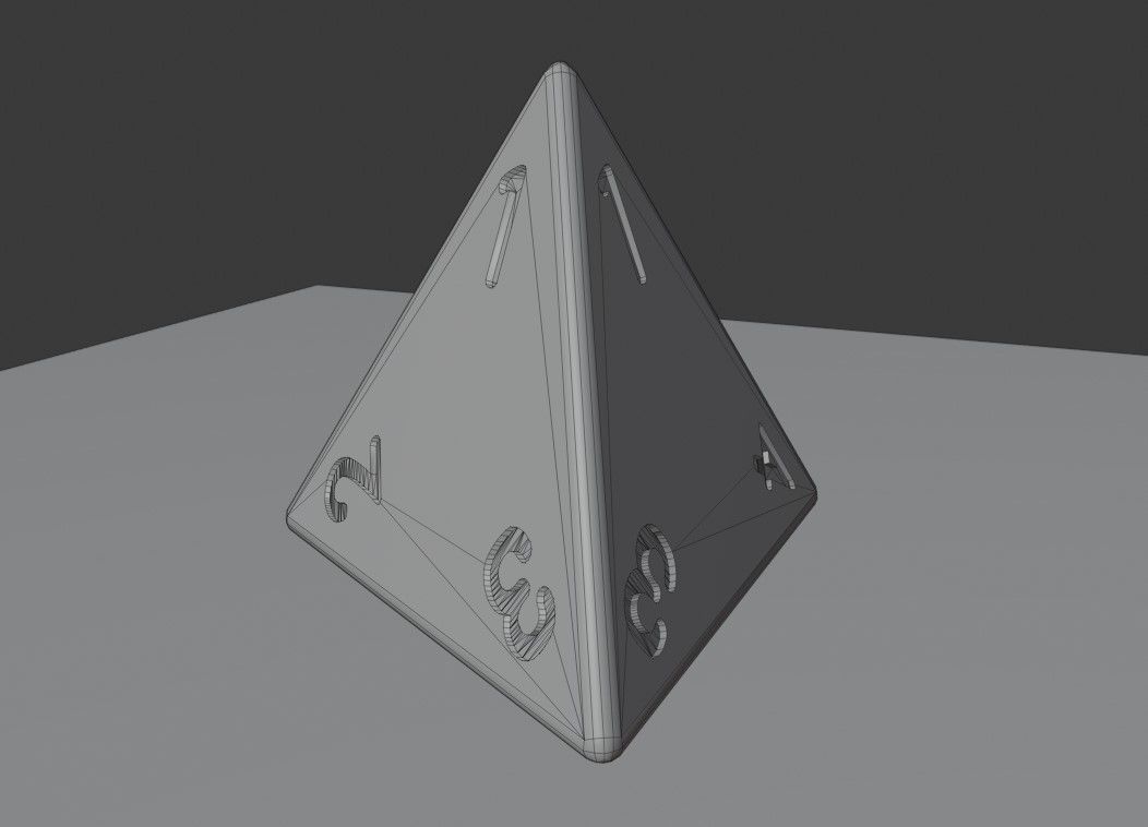 Dice Four Sides RPG - 2 models - Dado 4 lados Low-poly 3D model_14