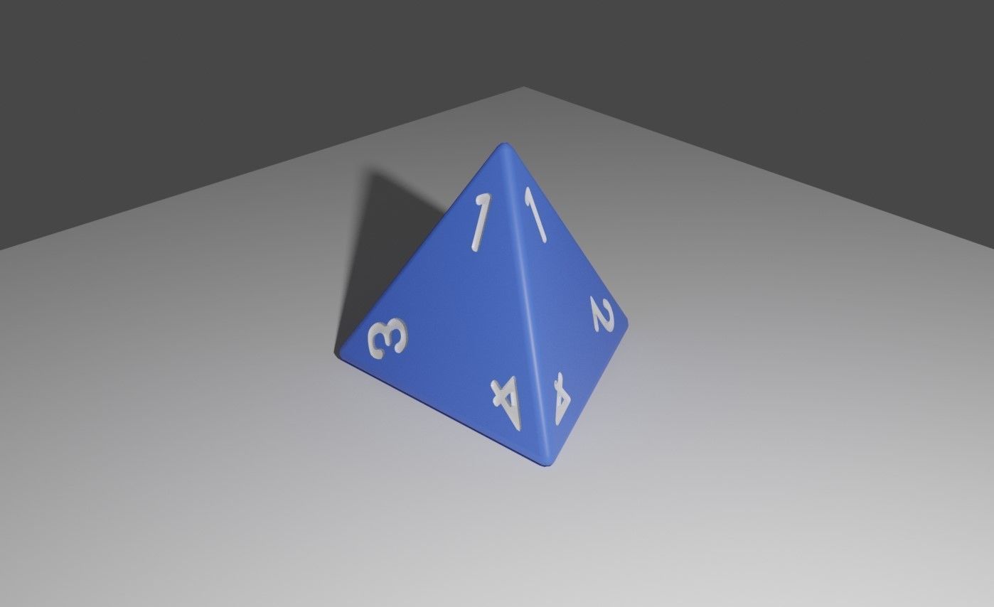 Dice Four Sides RPG - 2 models - Dado 4 lados Low-poly 3D model_5