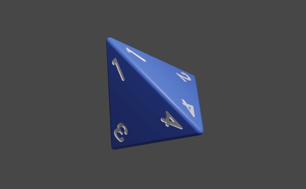 Dice Four Sides RPG - 2 models - Dado 4 lados Low-poly 3D model_9