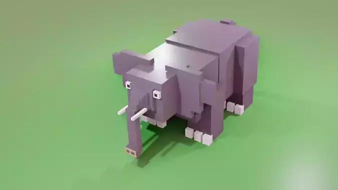 Voxel Elephant Low-poly 3D model