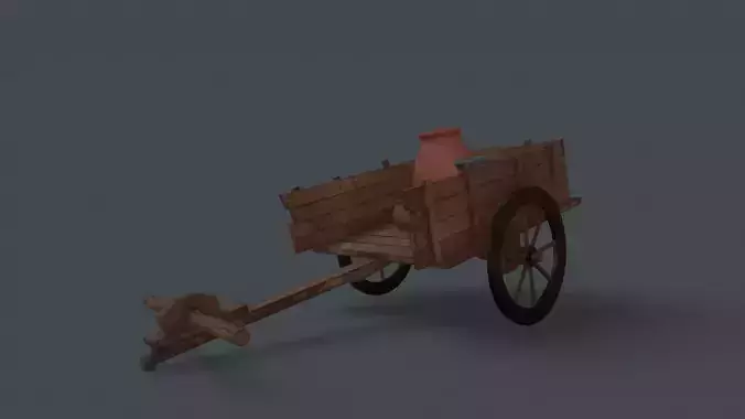 3D GAME READY CART wooden with pot