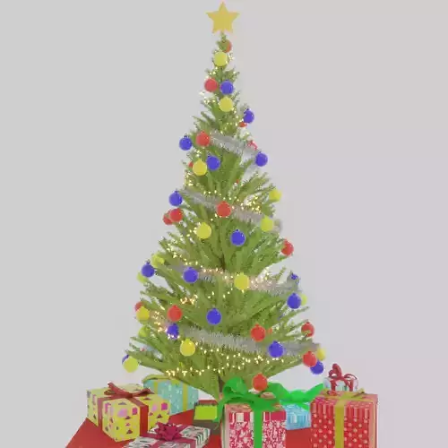 Christmas tree made using Blender 2 80 with ornaments gifts etc 3D model