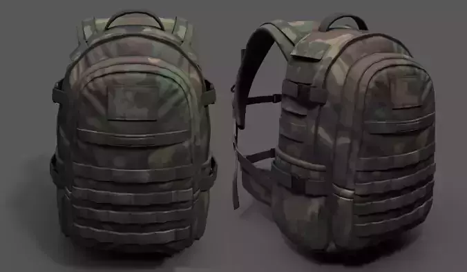 Backpack Camping Generic military combat soldier armor scifi  Low-poly 3D model
