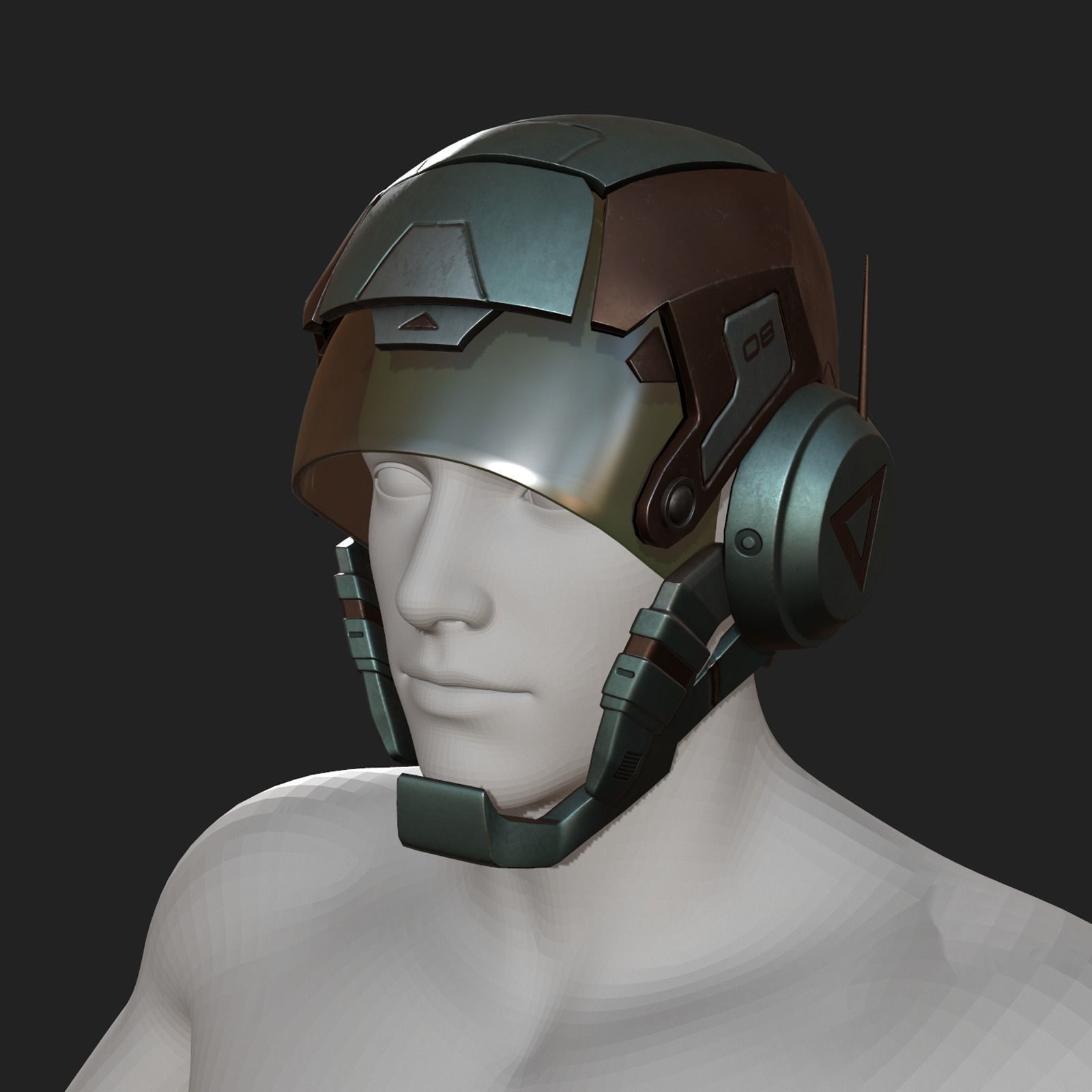 Helmet scifi military armor develop fantasy combat Low-poly 3D model_8