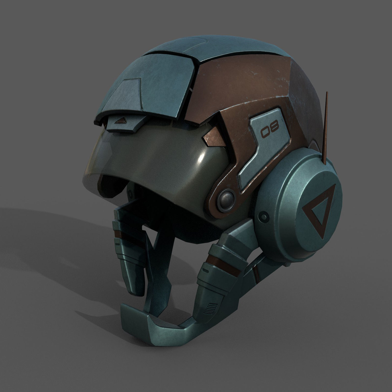 Helmet scifi military armor develop fantasy combat Low-poly 3D model_2